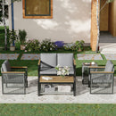 EROMMY 5 Pieces Outdoor Metal Furniture Set with Coffee Table & Side Table, Grey-Erommy